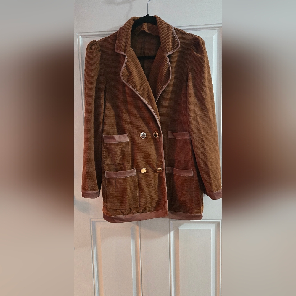 Brown Corduroy Double-Breasted Coat